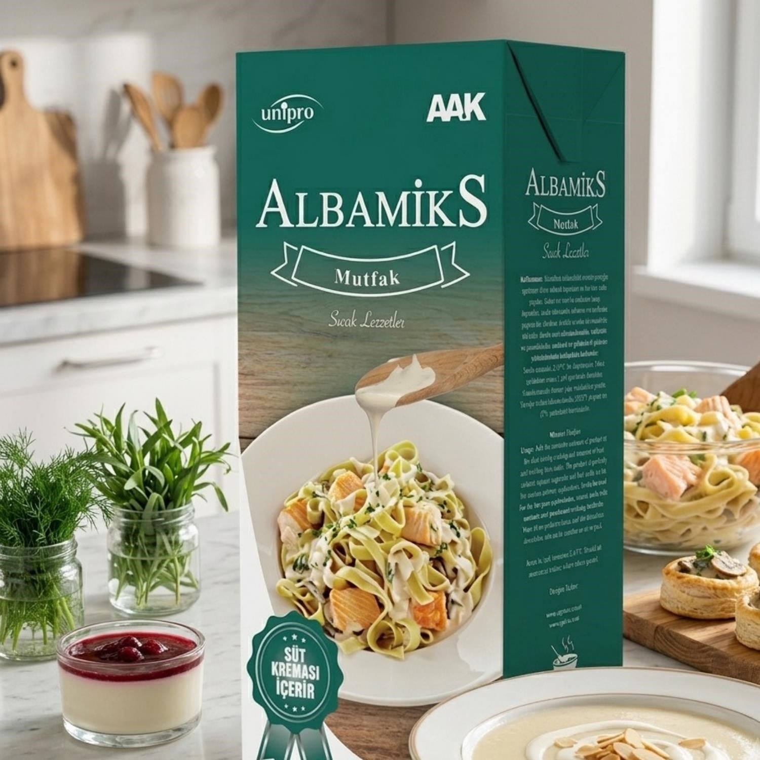 AAK Albamix Mutfak Krema Yeşil 1 lt Profesyonel Yemek ve Tatlı Kreması