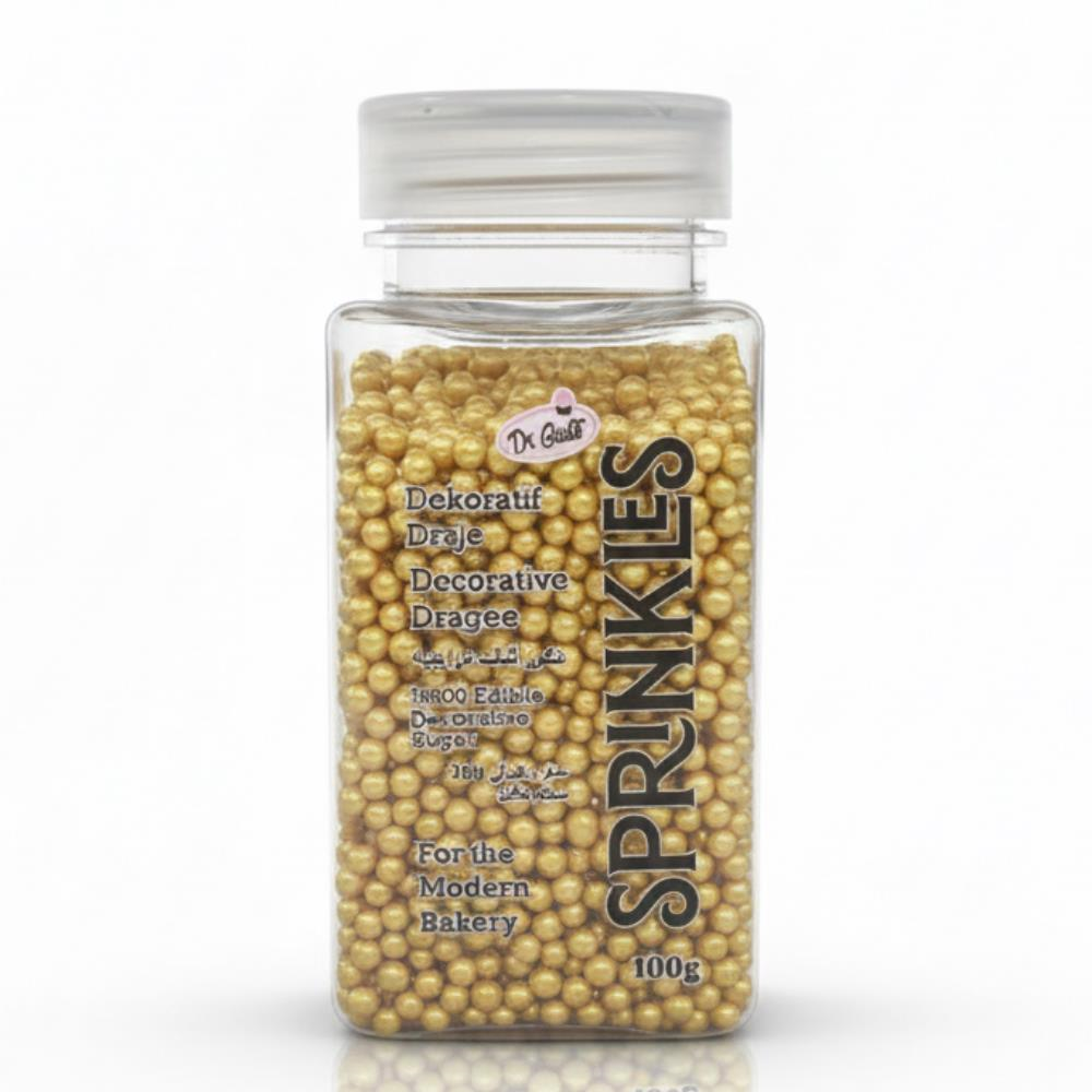 Dr. Gusto Altın Boncuk Şeker 2 Mm - 100 gr | Pasta, Cupcake ve Tatlı Süsleme Boncuğu