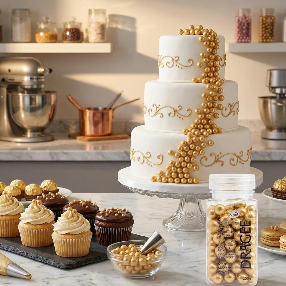 Altın (Gold) Draje Süsleme Şekeri 100 GR No:5 – Pasta ve Tatlı Dekor İncisi