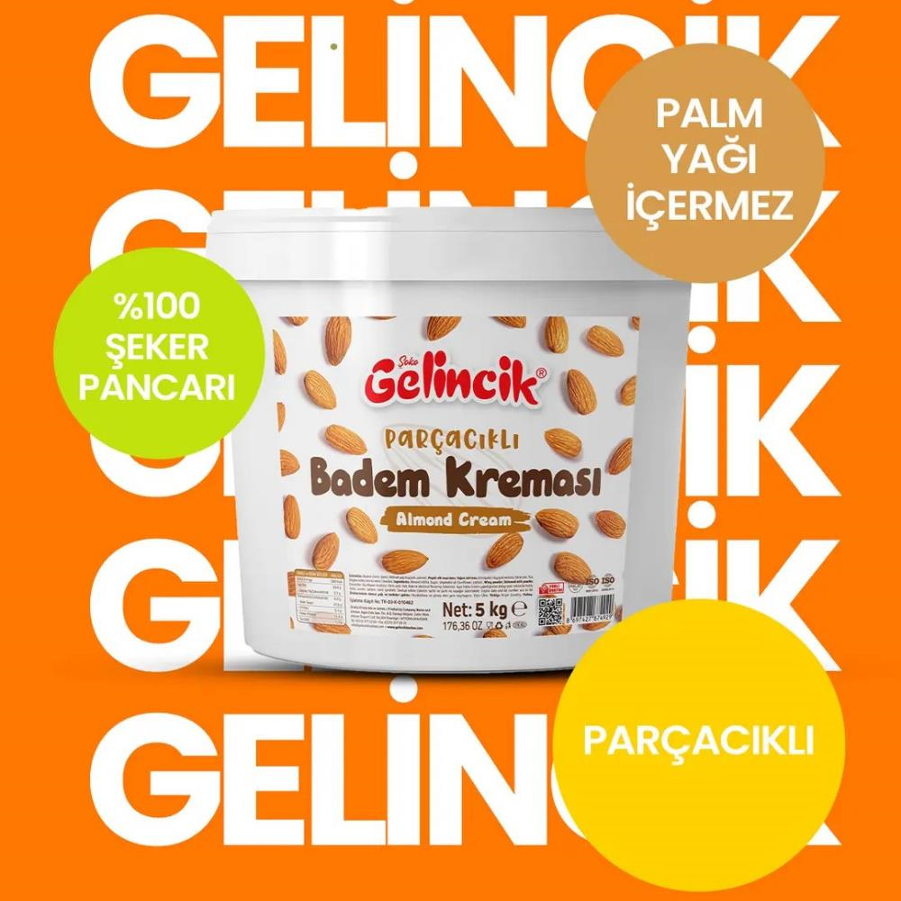 Gelincik Badem Kreması Parçacıklı 5 kg - %30 Badem İçerikli Profesyonel Dolgu Kreması