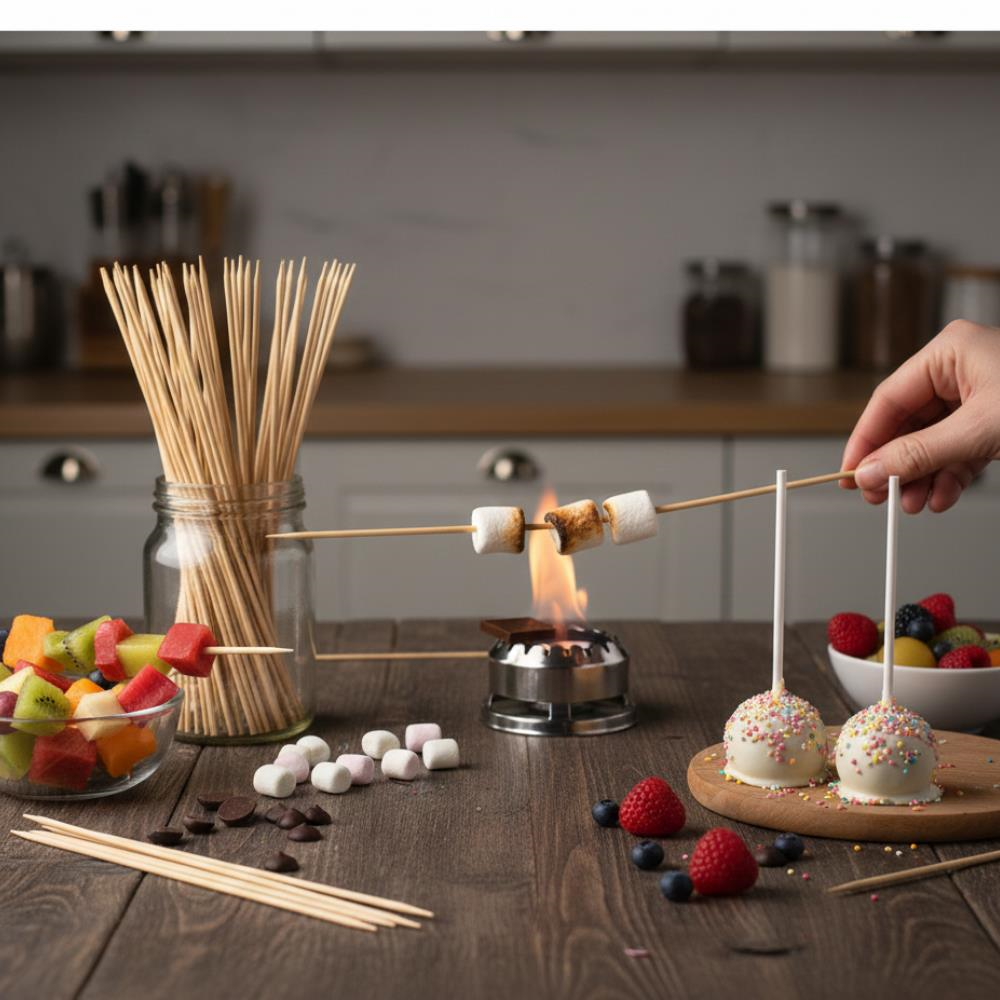 Bambu Çöp Şiş 25 cm – 100’lü | Barbekü, Sunum, Parti ve Mutfak Kullanımı İçin