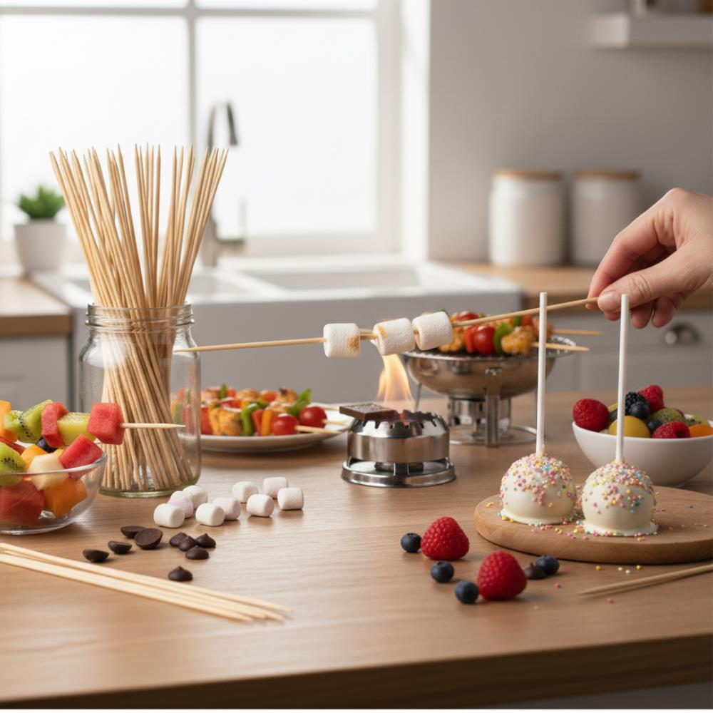 Bambu Çöp Şiş 25 cm – 100’lü | Barbekü, Sunum, Parti ve Mutfak Kullanımı İçin