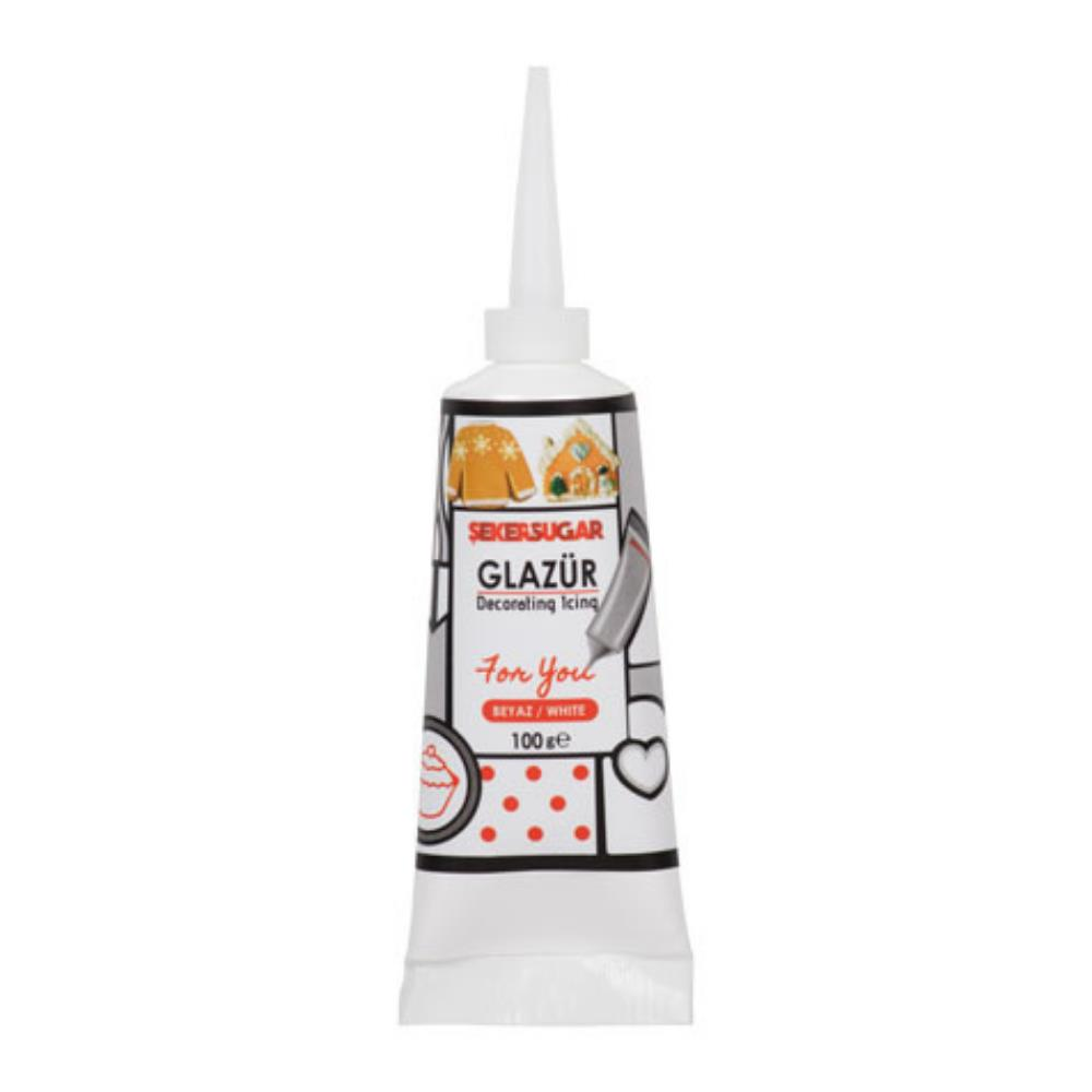 Beyaz Glazür Tüp 100 g – Pasta, Kurabiye ve Tatlı Süsleme Sosu