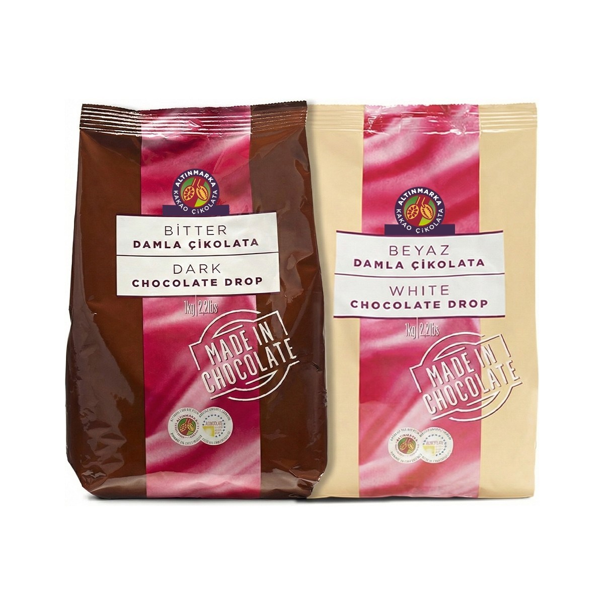 ALTINMARKABitter Damla 1 Kg Çikolata ve Beyaz Damla Çikolata 1 Kg