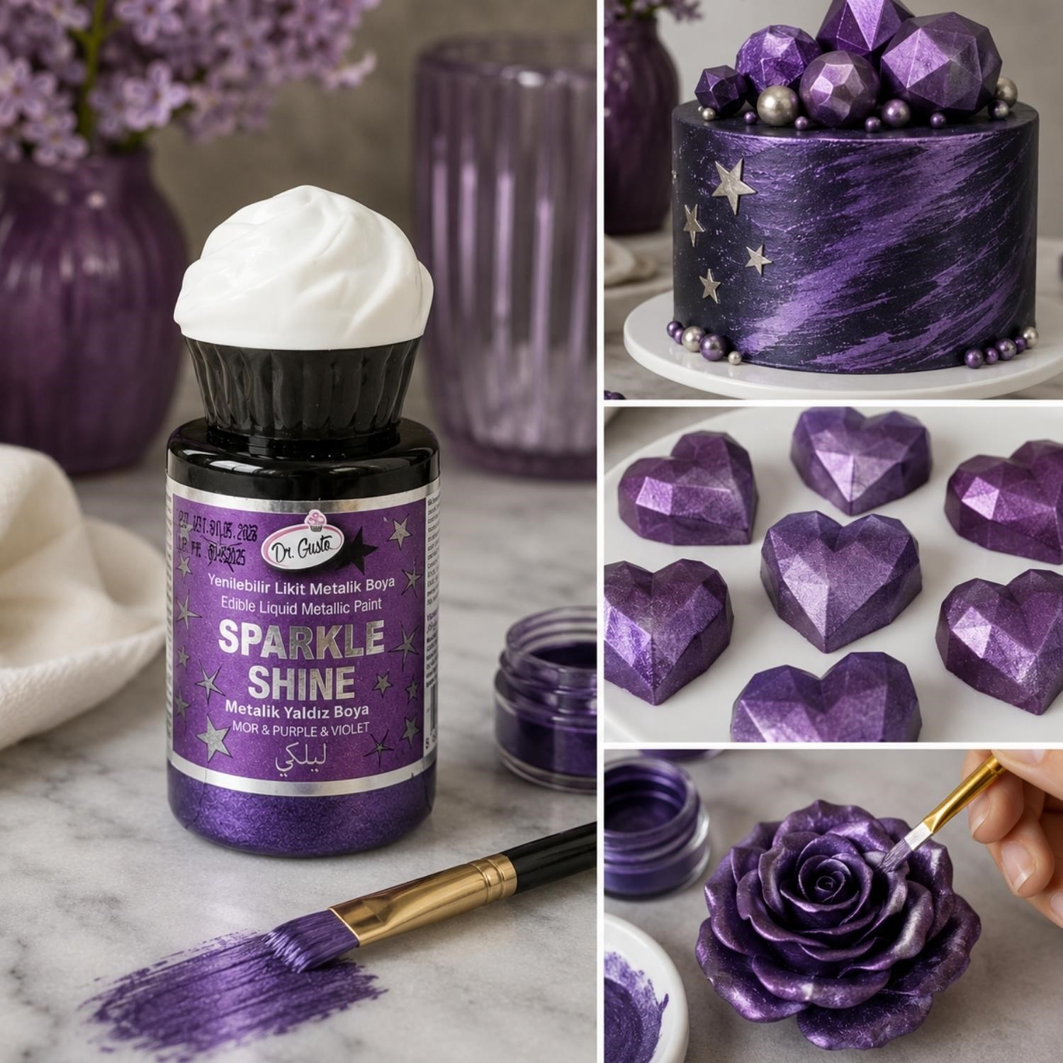 Dr. Gusto Sparkle Liquid Mor Gıda Boyası 60 gr