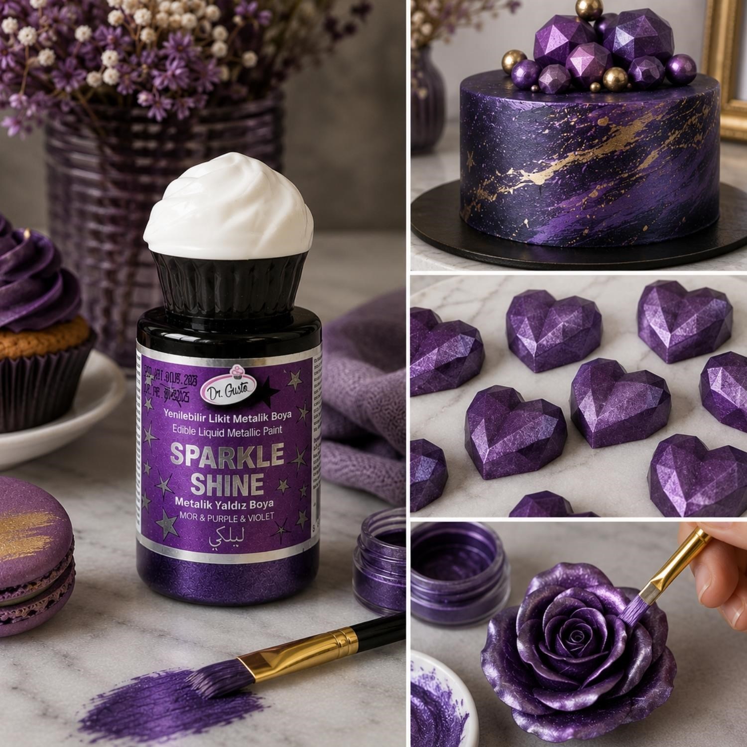 Dr. Gusto Sparkle Liquid Mor Gıda Boyası 60 gr