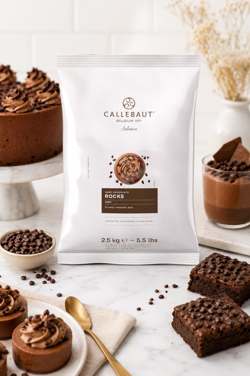 Callebaut Chocrocks Bitter Parça Çikolata 4–7 mm 2,5 Kg
