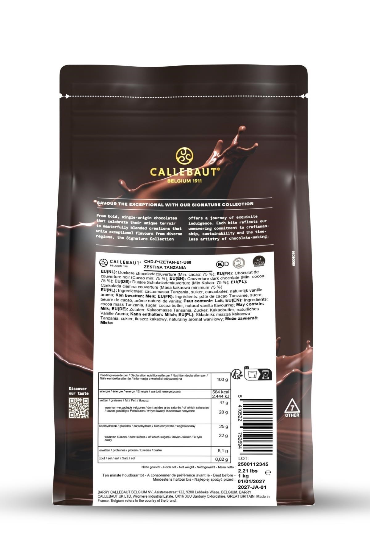 Callebaut Signature Collection Zestina Tanzania Bitter Çikolata 1 kg