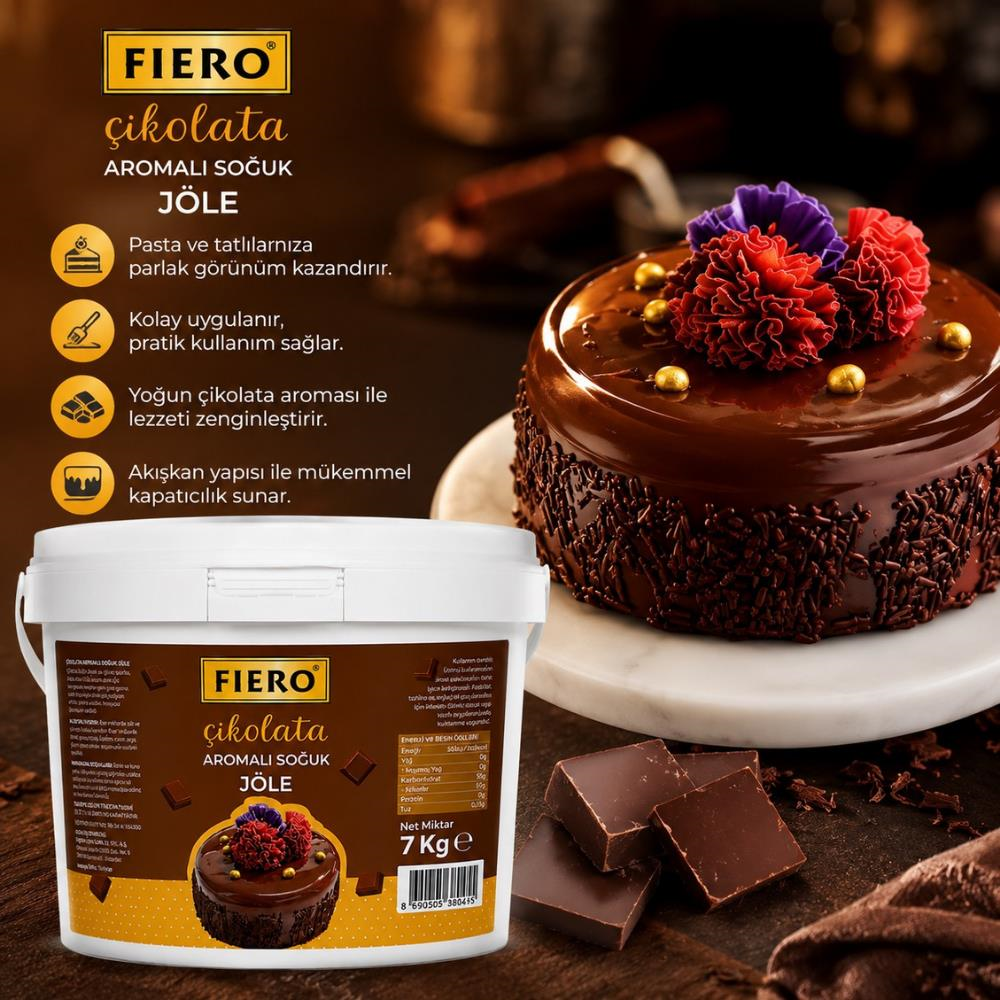 Dondo Soğuk Jöle Çikolata Aromalı 7 kg - Pasta, Tart ve Tatlılar için Profesyonel Parlak Soğuk Pasta Jölesi