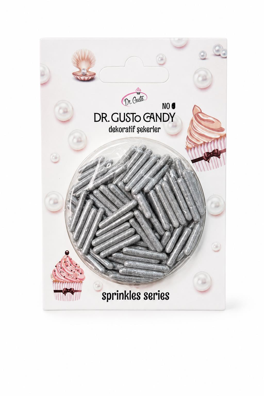 Dr. Gusto Gümüş Spagetti Çubuk Pasta Süsleme Şekeri