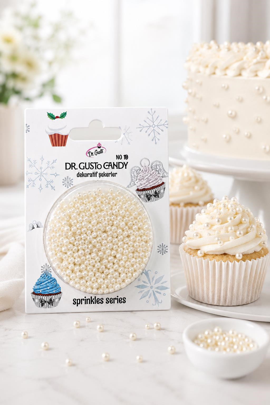 Dr. Gusto 2 mm Candy Sedef Boncuk Pasta Süsleme Şekeri