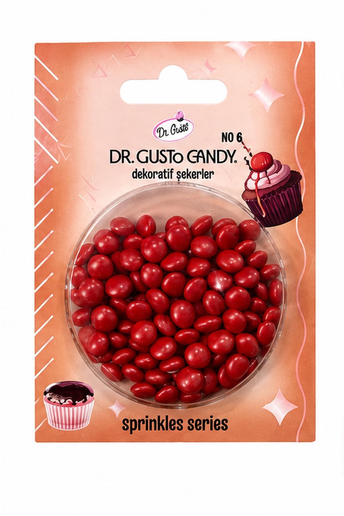 Dr. Gusto Kırmızı Bonbon Draje Pasta Süsleme Şekeri