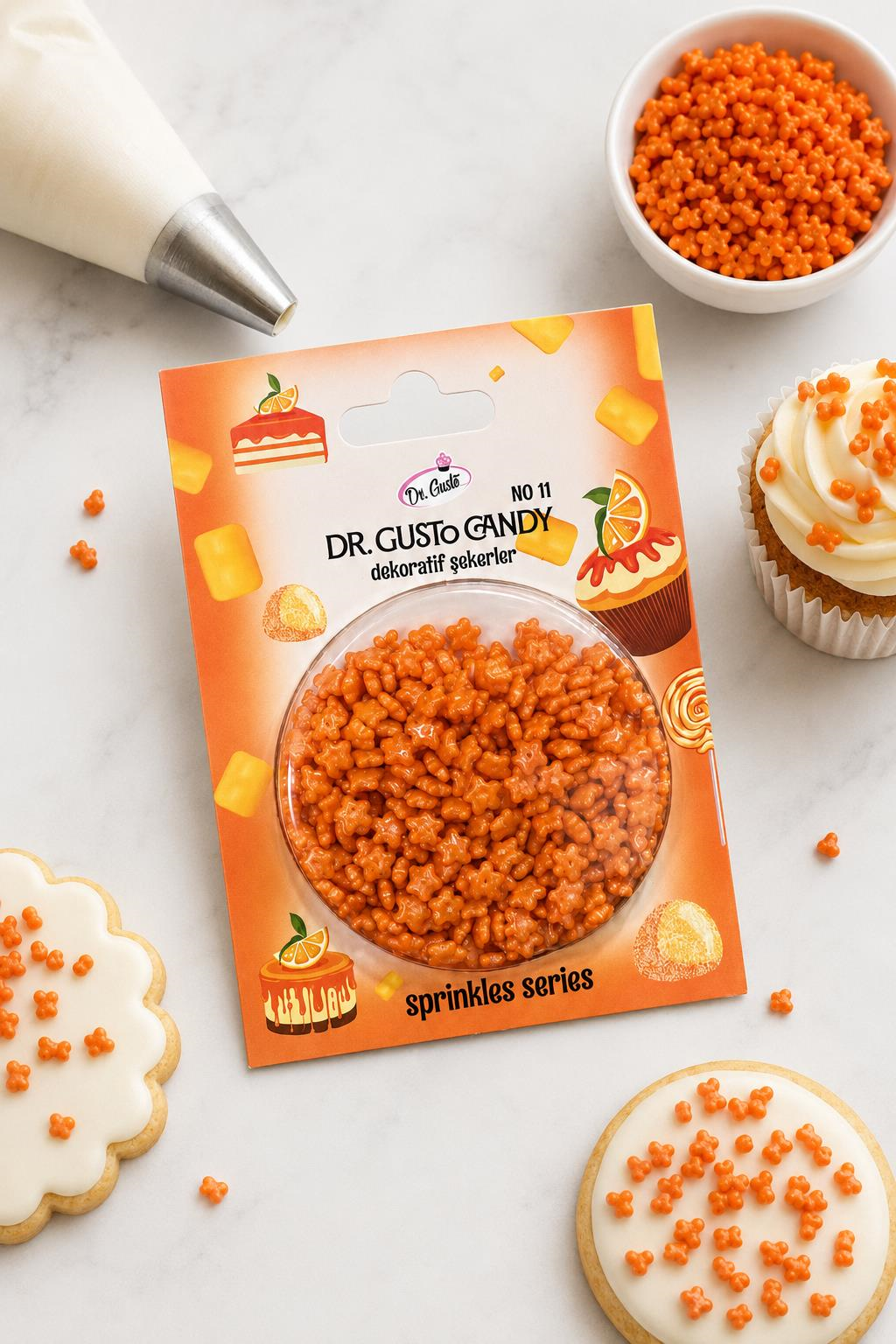 Dr. Gusto Turuncu Star Yıldız Pasta Süsleme Şekeri