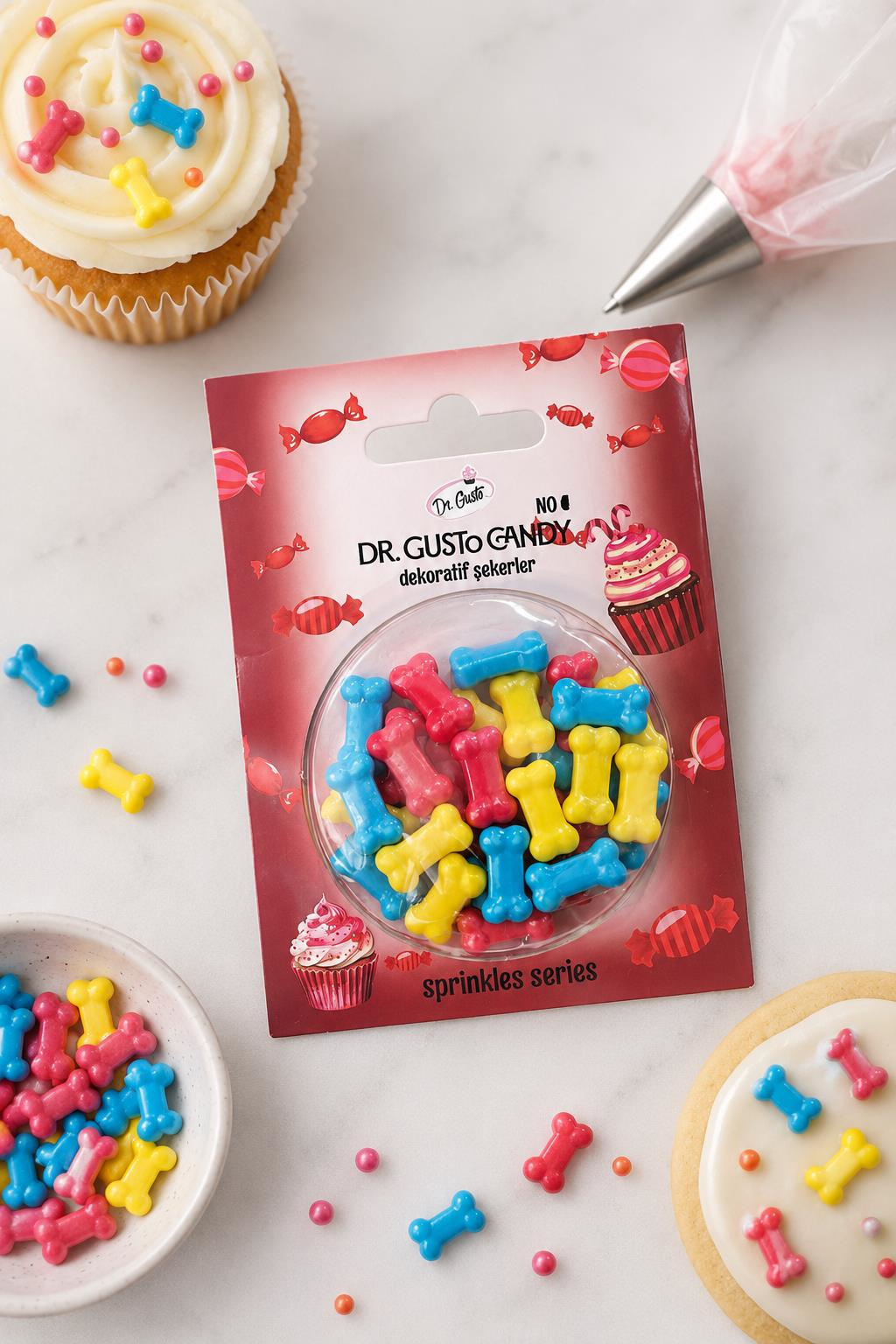 Dr. GustoDr. Gusto Karışık Renkli Kemik Pasta Süsleme Şekeri