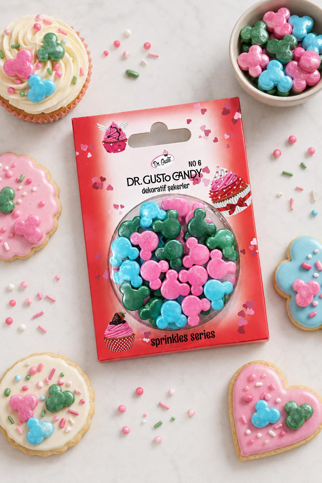 Dr. Gusto Mickey Mouse Figürlü Karışık Renkli Pasta Süsleme Şekeri