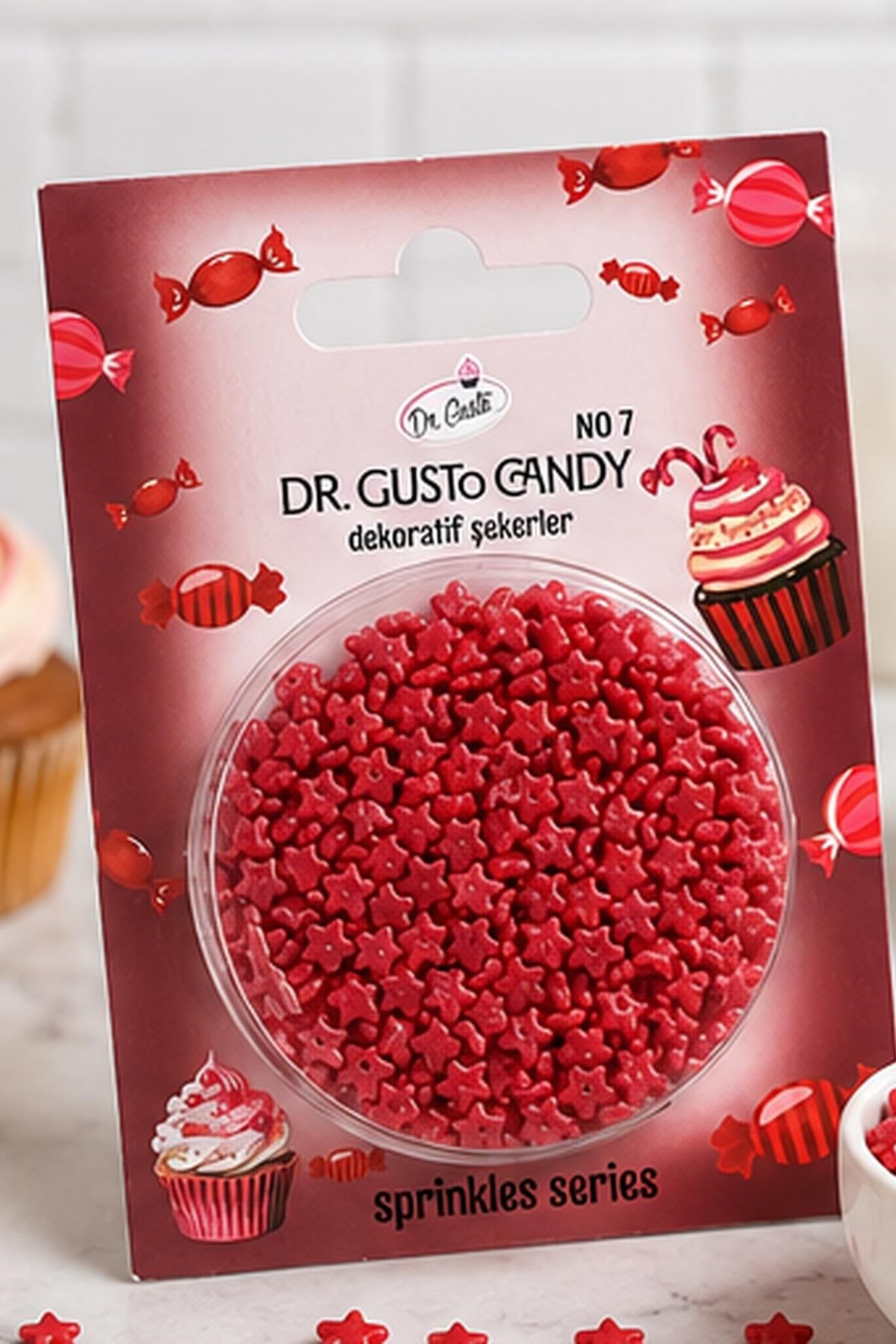 Dr. Gusto Kırmızı Star Yıldız Pasta Süsleme Şekeri
