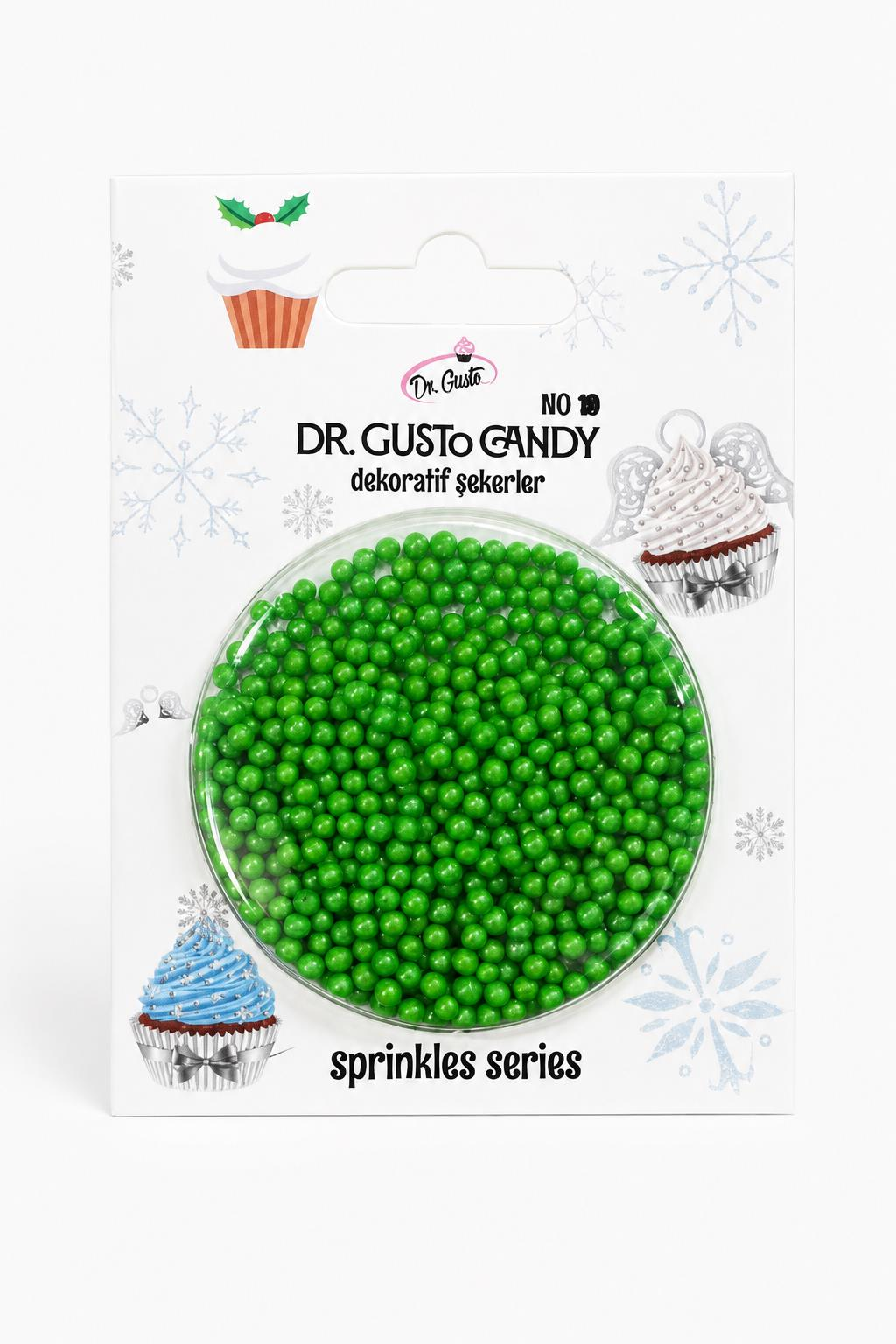 Dr. Gusto 2 mm Yeşil Boncuk Pasta Süsleme Şekeri