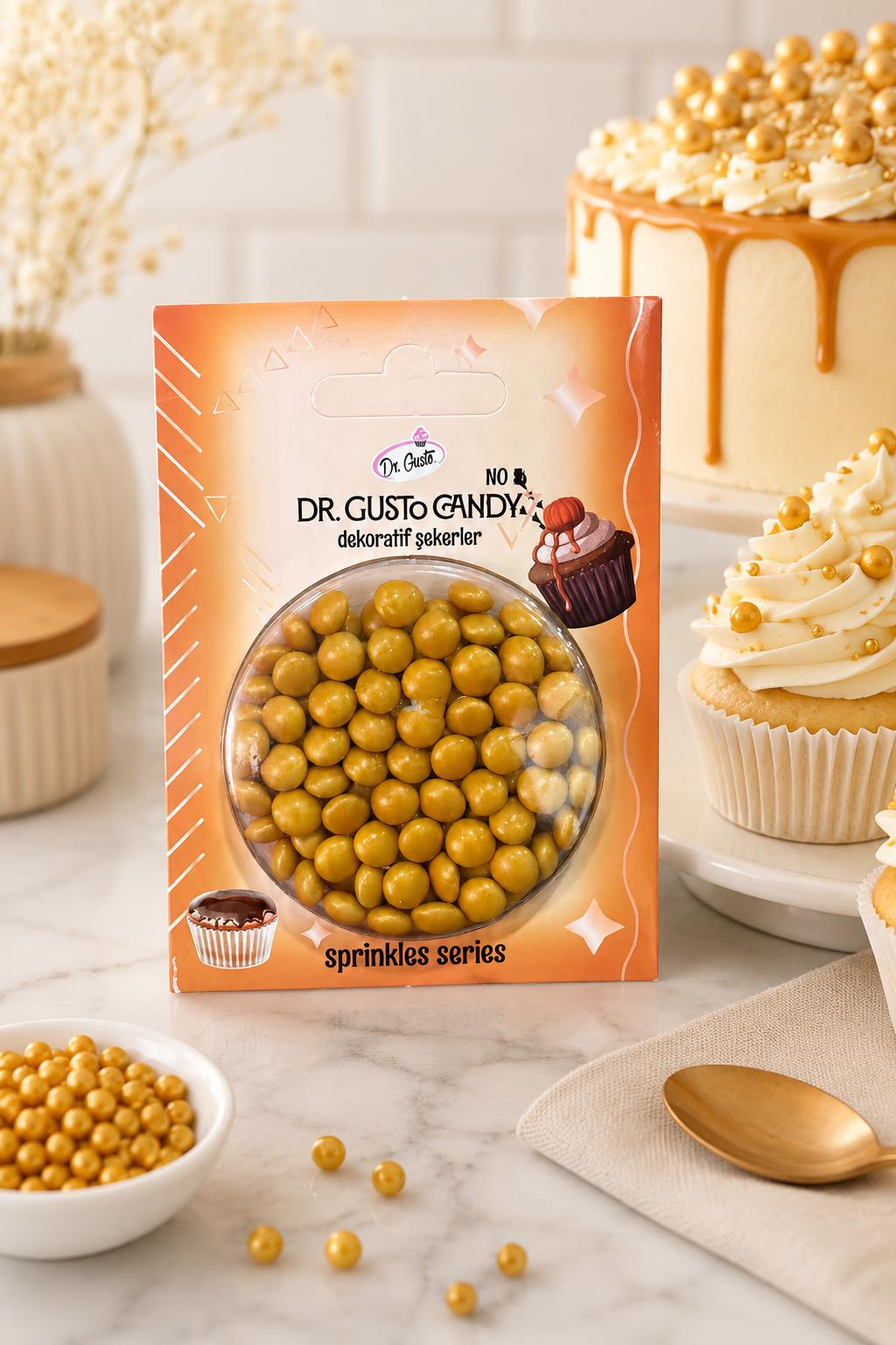 Dr. Gusto Altın Bonbon Draje Pasta Süsleme Şekeri
