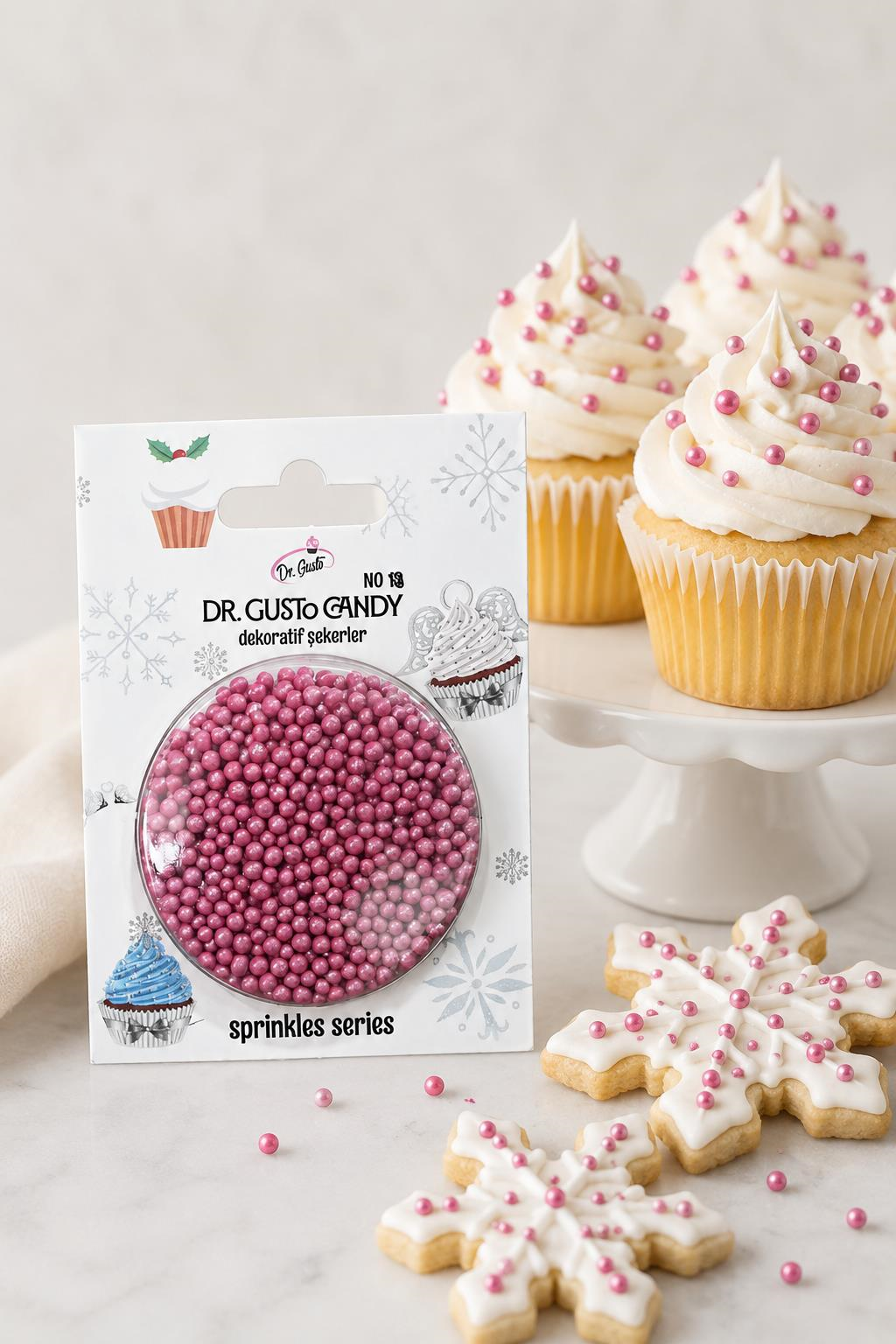 Dr. Gusto 2 mm Pembe Boncuk Pasta Süsleme Şekeri
