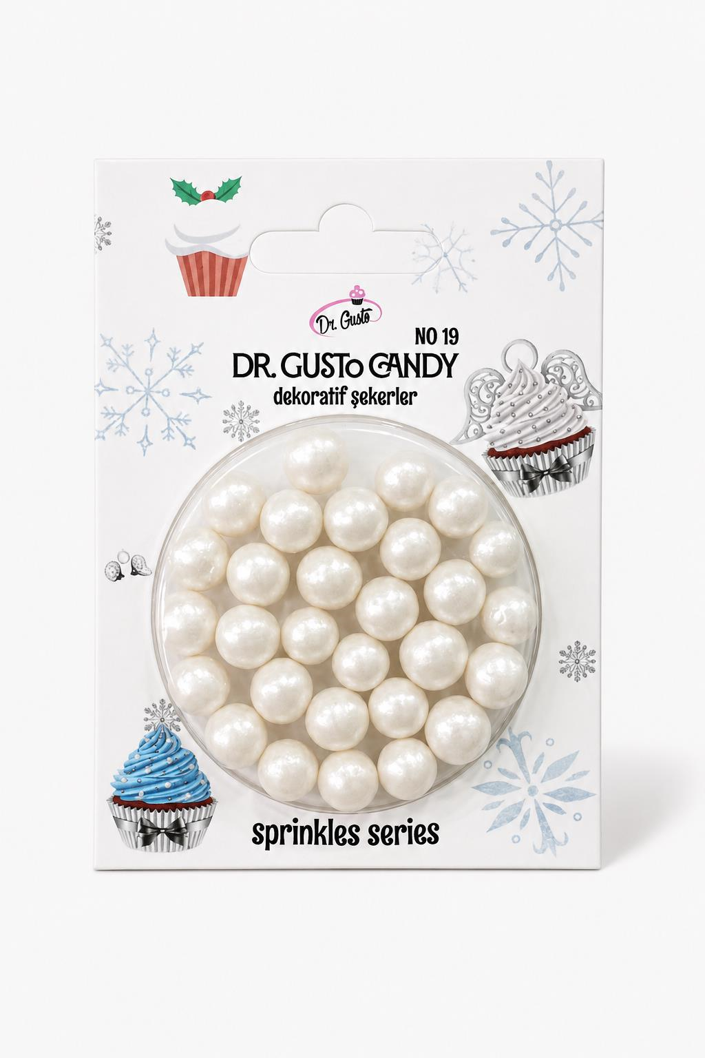 Dr. Gusto 8 mm İnci Beyazı Candy Boncuk Pasta Süsleme Şekeri
