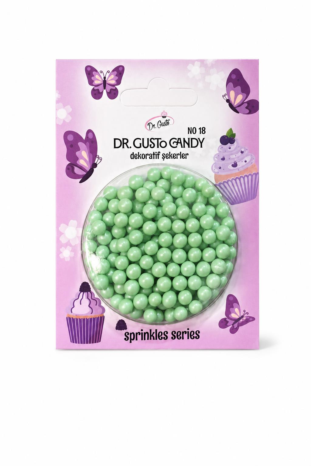 Dr. Gusto 4 mm Su Yeşili Boncuk Pasta Süsleme Şekeri