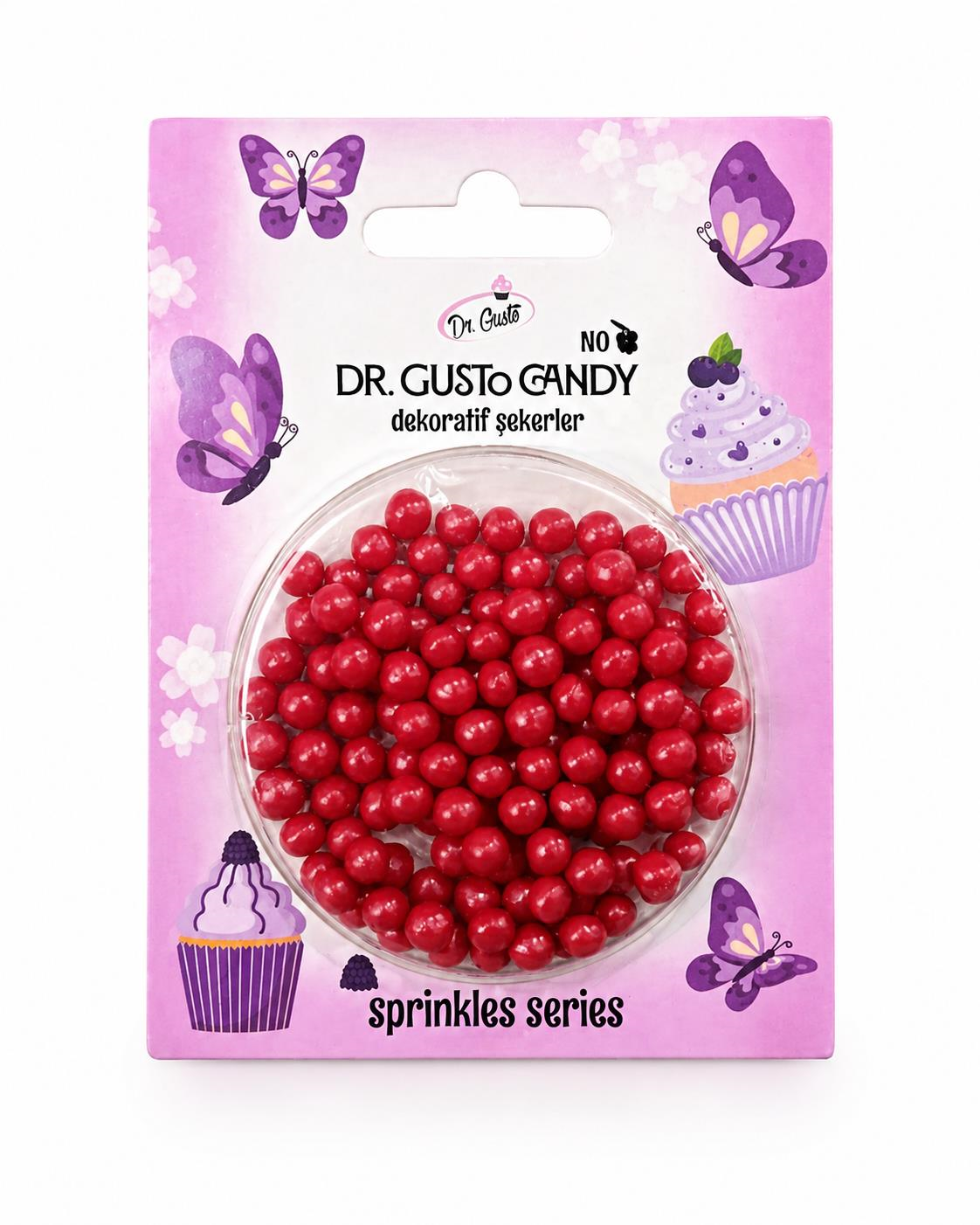 Dr. Gusto 4 mm Kırmızı Candy Boncuk Pasta Süsleme Şekeri