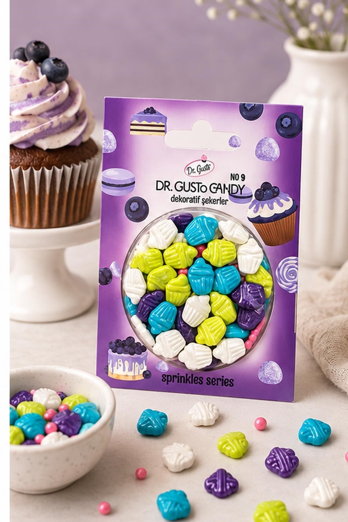 Dr. Gusto Karışık Renkli Cupcake Şekilli Pasta Süsleme Şekeri