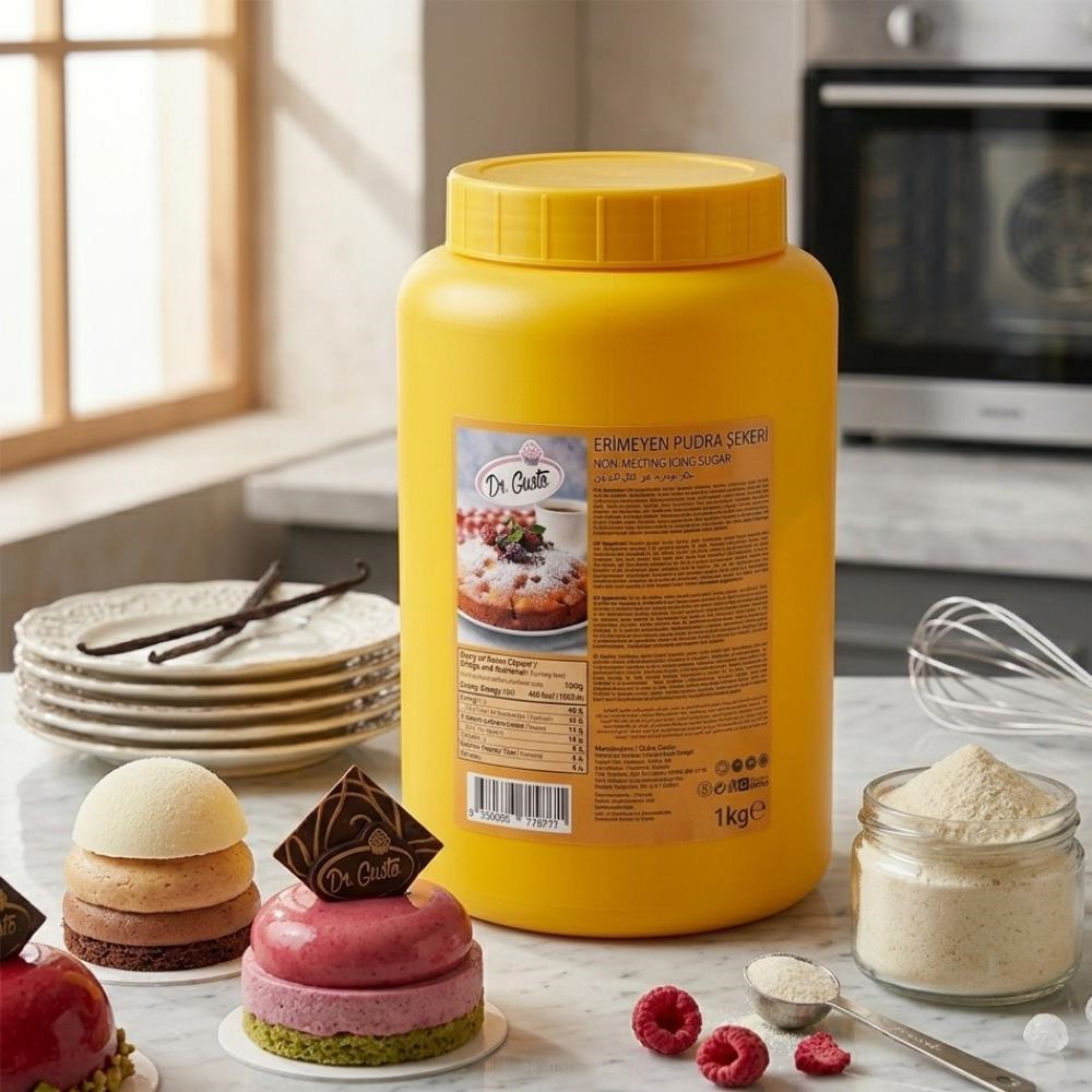 Dr. Gusto Erimeyen Pudra Şekeri 1 kg - Isıya Dayanıklı Pasta ve Tatlı Süsleme Pudra Şekeri