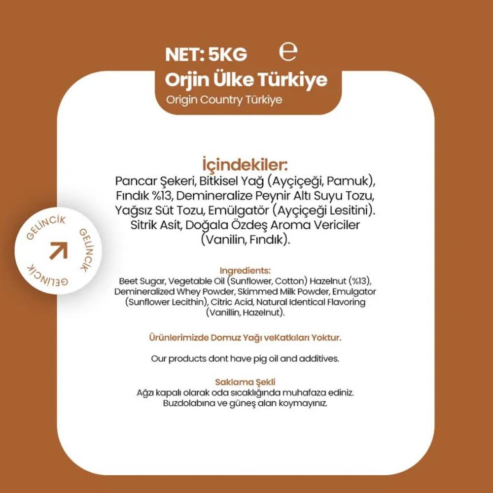Gelincik Fındık Kreması (Krokan) 5 kg - Parça Fındıklı Profesyonel Dolgu Kreması