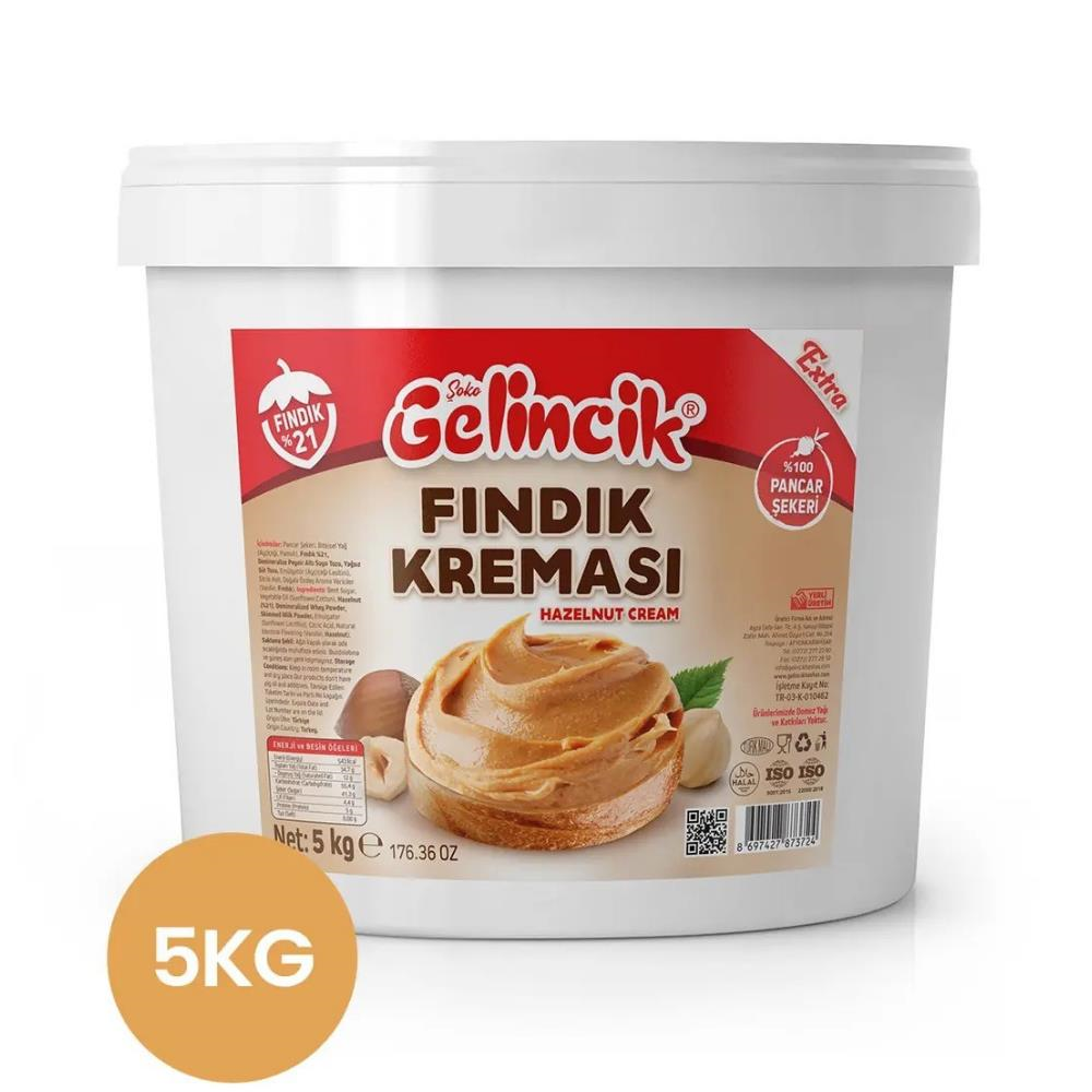 Gelincik Fındık Kreması (Krokan) 5 kg - Parça Fındıklı Profesyonel Dolgu Kreması