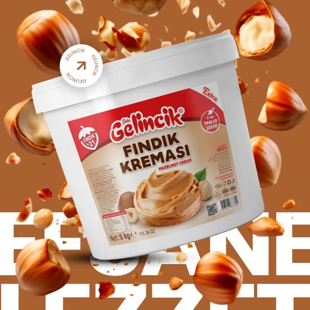 Gelincik Fındık Kreması (Krokan) 5 kg - Parça Fındıklı Profesyonel Dolgu Kreması