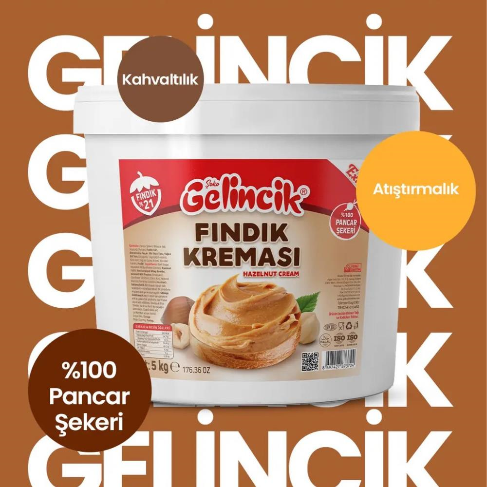Gelincik Fındık Kreması (Krokan) 5 kg - Parça Fındıklı Profesyonel Dolgu Kreması