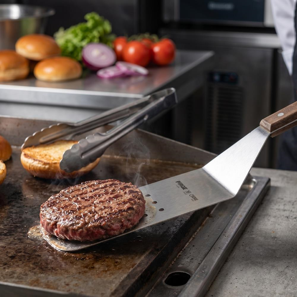 Geniş Kürek Delikli 26 CM Siyah – Servis ve Kızartma Süzgeç Spatulası