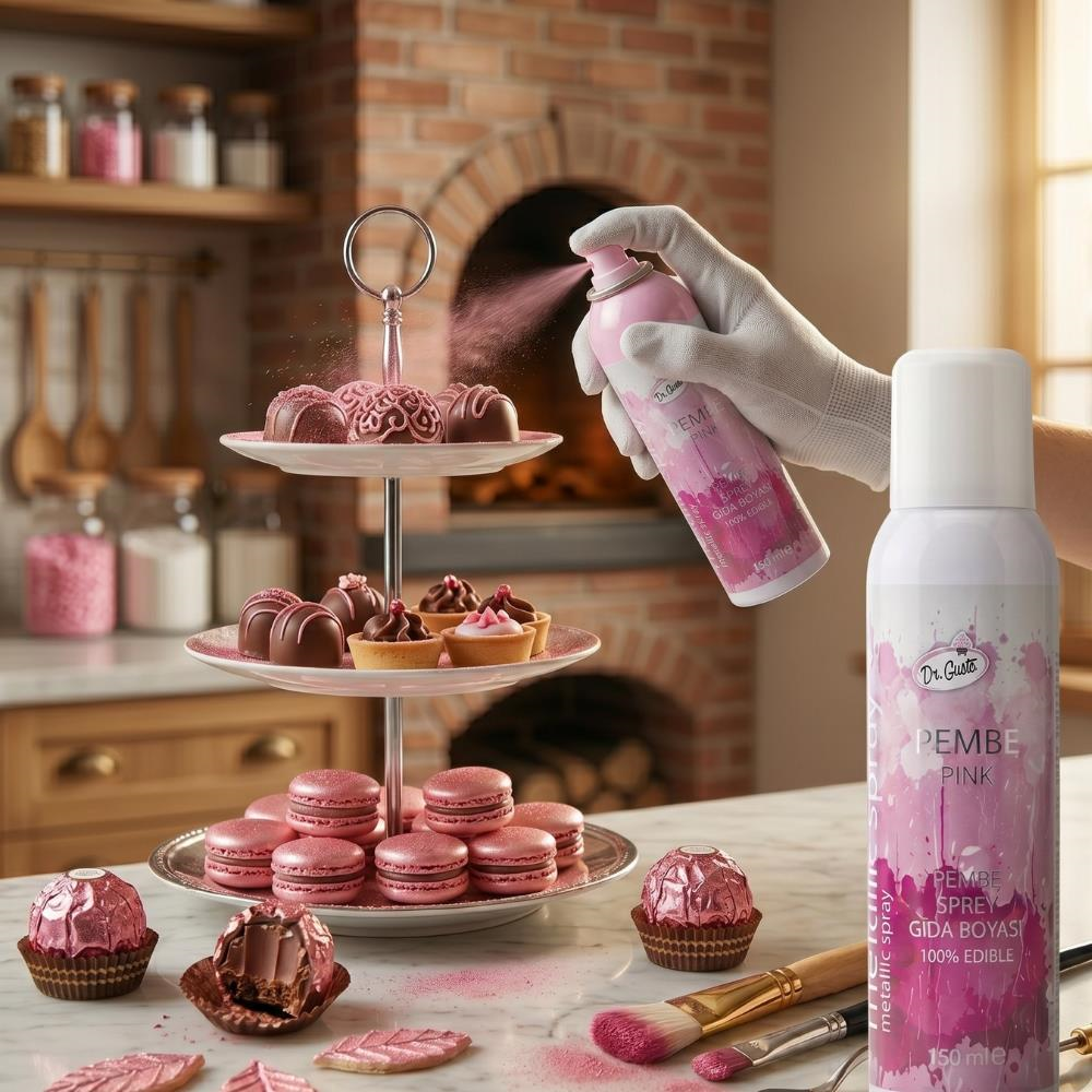 Dr. Gusto Gıda Sprey Boyası Pembe 150 ml - Pasta ve Tatlı Dekor Spreyi