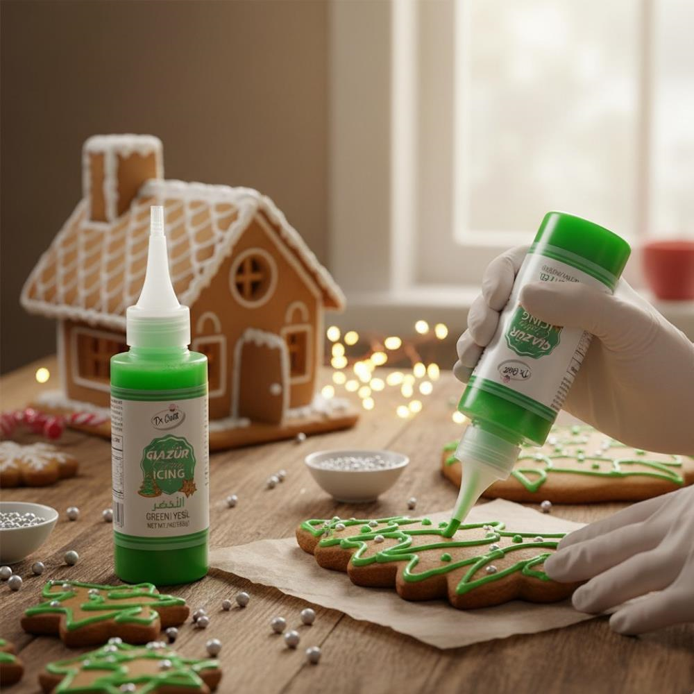Dr. Gusto Glazür Cookie Icing Yeşil 150 gr - Kurabiye, Cupcake ve Pasta için Hazır Şeker Hamuru Glazürü