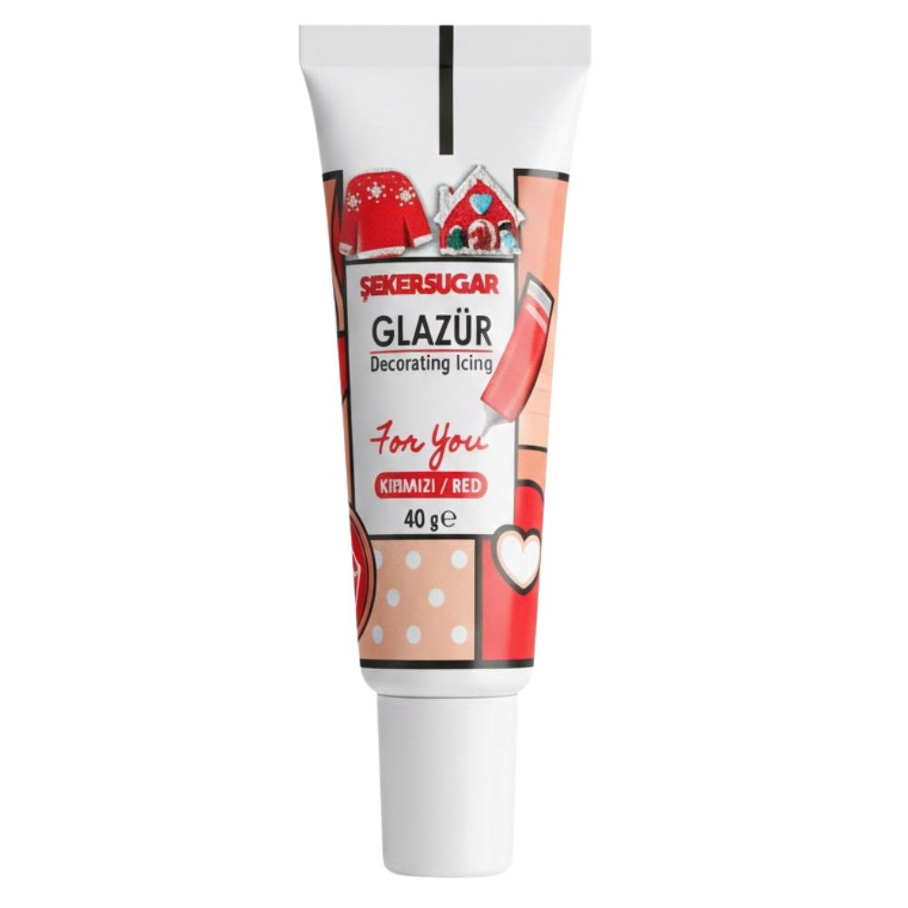 Glazür Tüp Kırmızı 40 Gr – Pasta ve Kurabiye Dekor Glaze