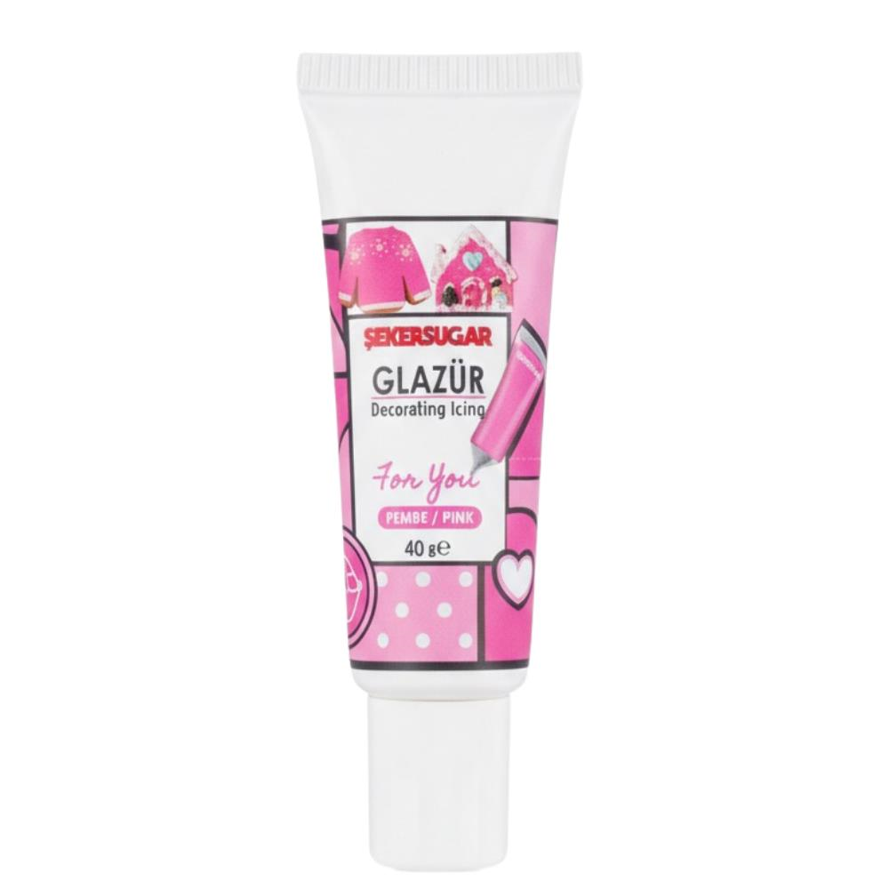 Glazür Tüp Pembe 40 Gr – Pasta ve Kurabiye Dekor Glaze