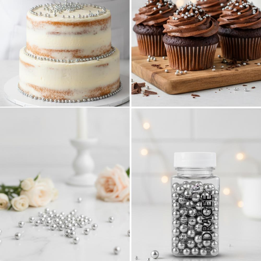 Gümüş Draje Süsleme Şekeri No:4 – 100 g | Pasta, Cupcake ve Tatlı Dekoru