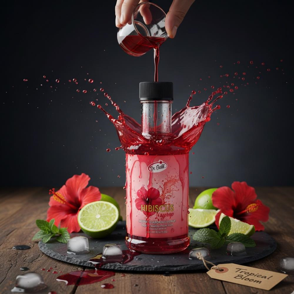 Dr. Gusto Hibiskus Kokteyl Şurubu 300 cc - Yoğun Aromalı İçecek, Kahve ve Tatlı Şurubu