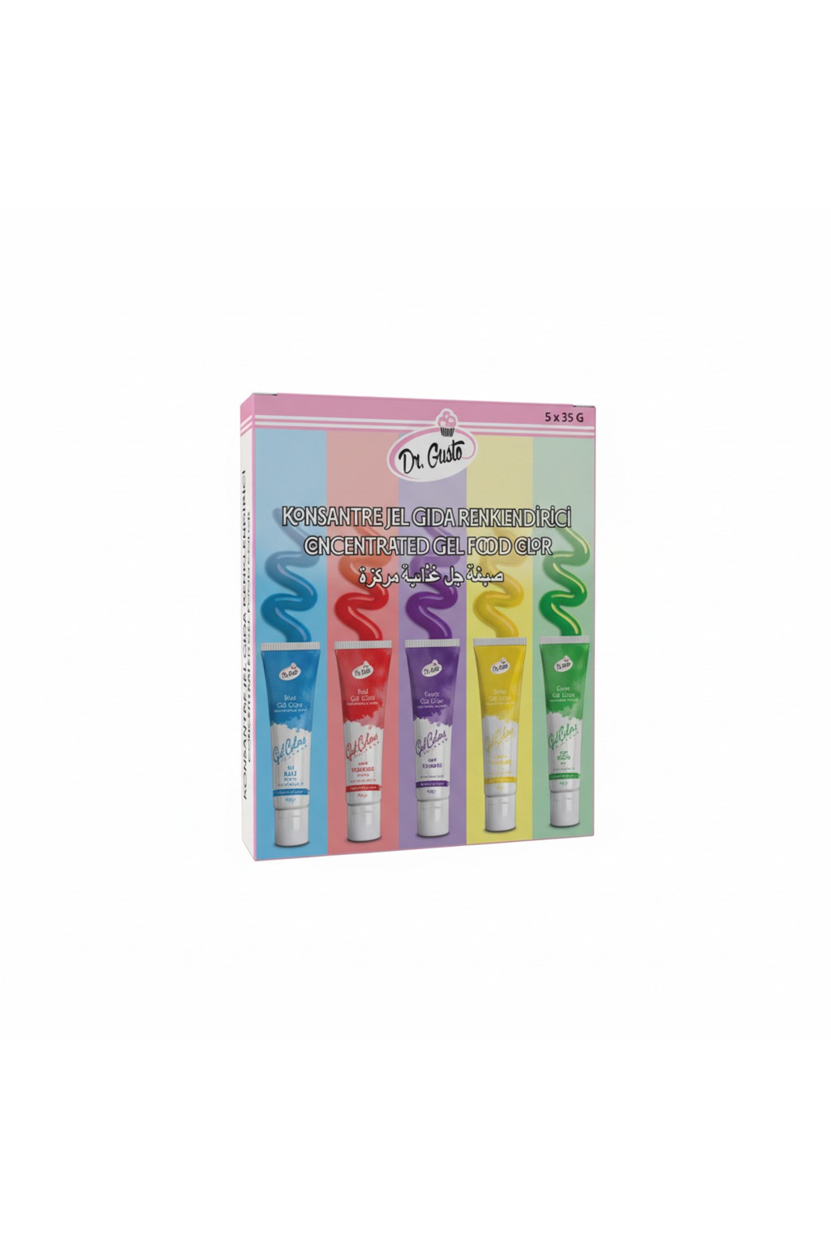 Jel Gıda Boyası Konsantre 5x50 GR 5li Set Mavi Kırmızı Mor Sarı Yeşil