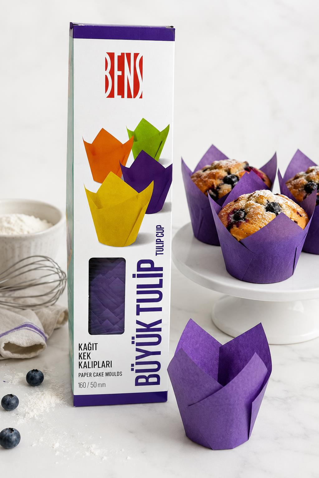 Kademeli Tulip Mor Muffin Kapsülü 200 Adet