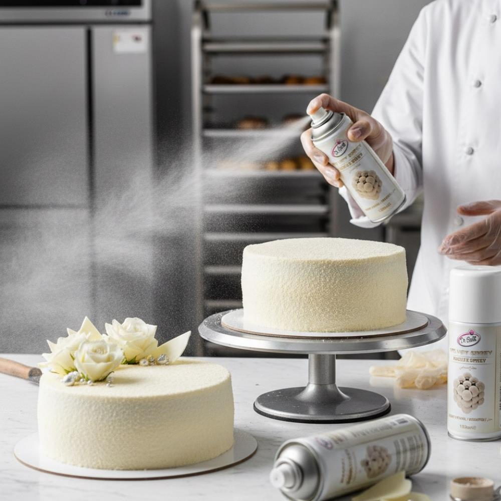 Kadife Sprey Sedef 150 ML – Velvet Efekt Pasta ve Tatlı Kaplama Gıda Boyası
