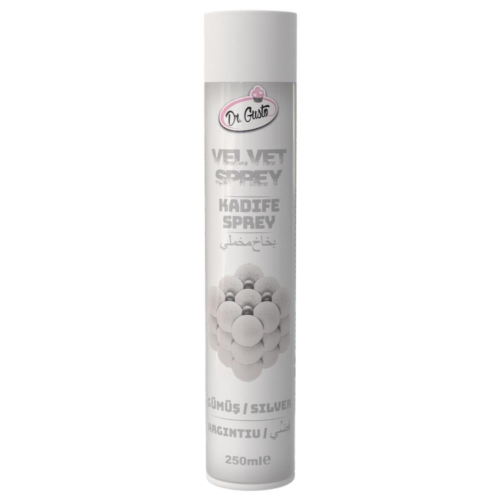 Dr. Gusto Kadife (Velvet) Sprey Gıda Boyası Gümüş 250 ml