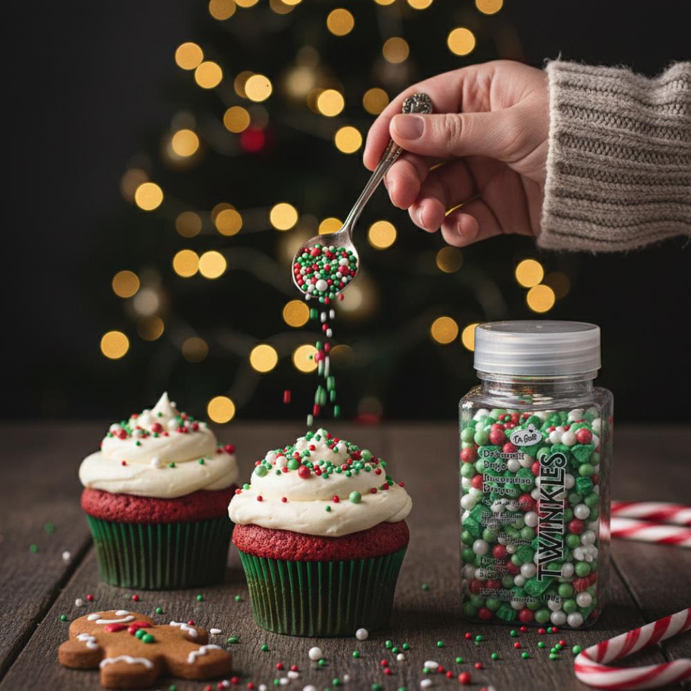 Dr. Gusto Kar Taneli Pasta Süsleme Şekeri 100 gr - Yılbaşı Konsept Cupcake ve Tatlı Dekoru