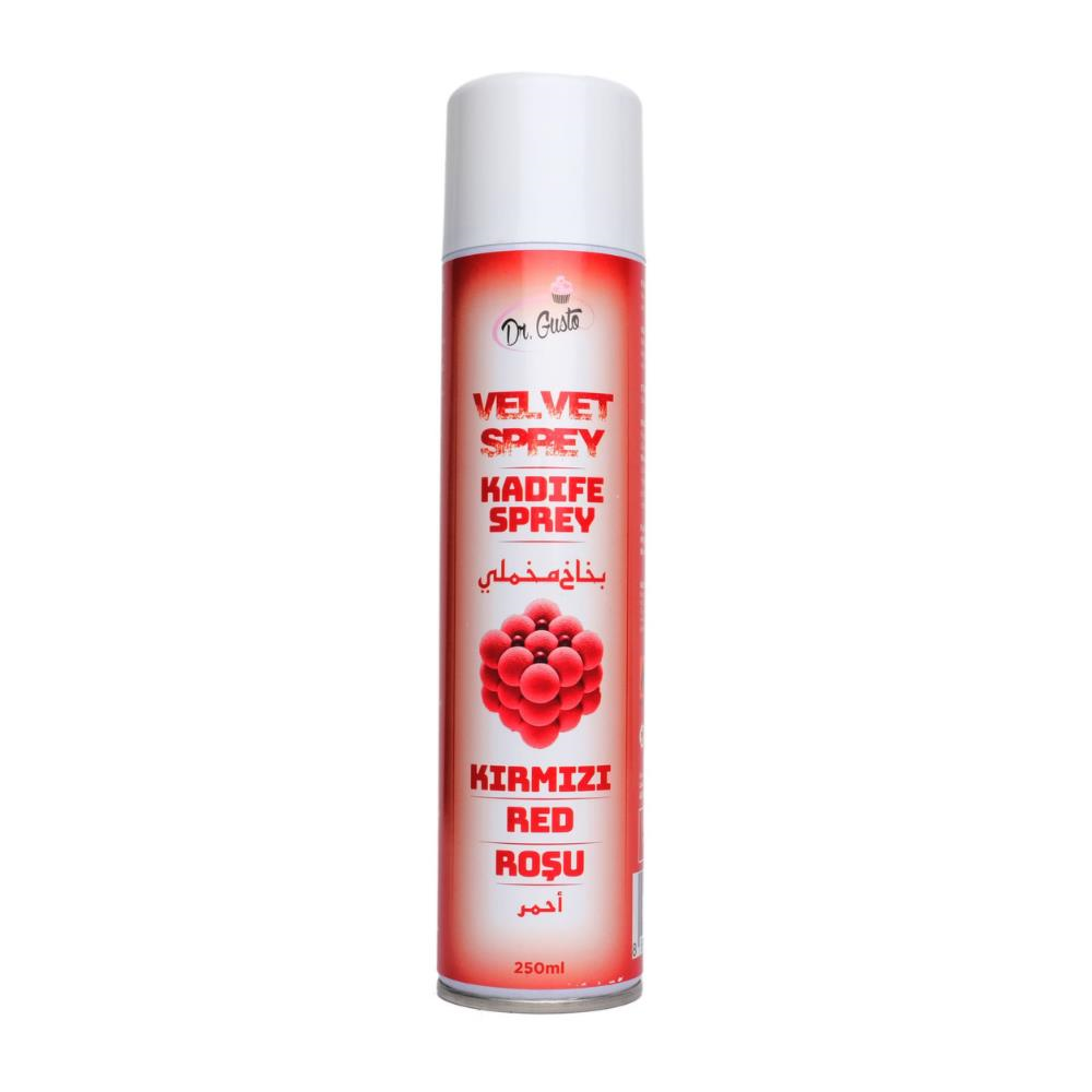 Kırmızı Kadife Sprey Pasta Boyası 250 ml – Pasta, Mousse, Tatlı ve Şekerleme Kaplama Spreyi