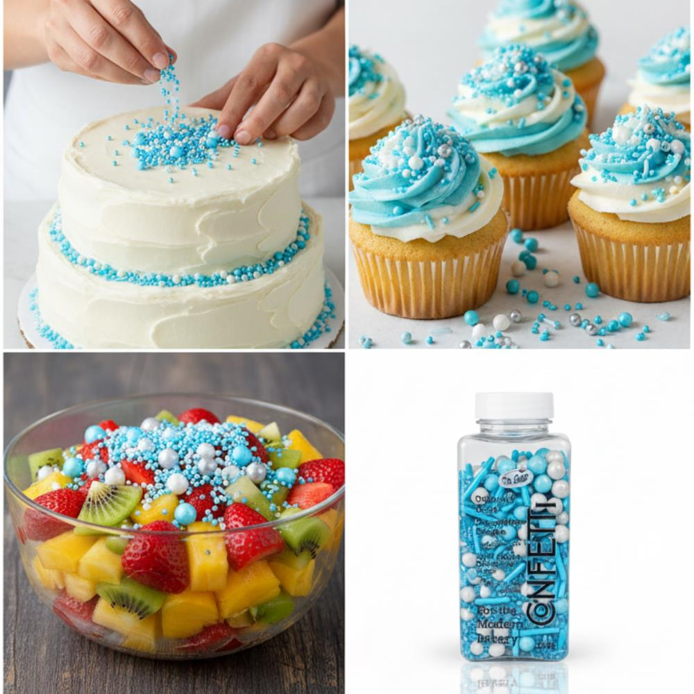 Dr. Gusto Konfeti Şeker Mavi 250 gr - Pasta, Cupcake ve Tatlı Süsleme için Renkli Dekor Şekeri