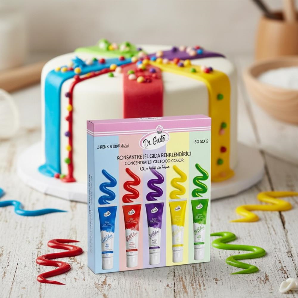 Konsantre Jel Gıda Boyası 50 Gr 5’li Set