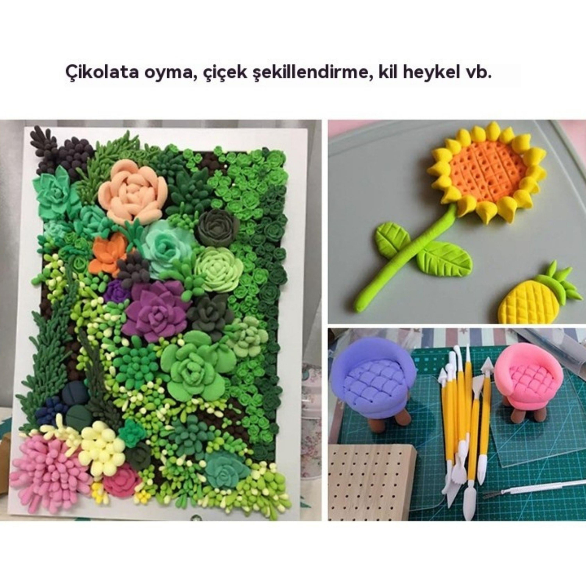 Efe Pastacılık Marzipan 8 Parça Çift Başlı Şeker Hamuru Şekillendirme Seti - Fondan, Kurabiye, Pasta ve Cupcake Süsleme Aparatları