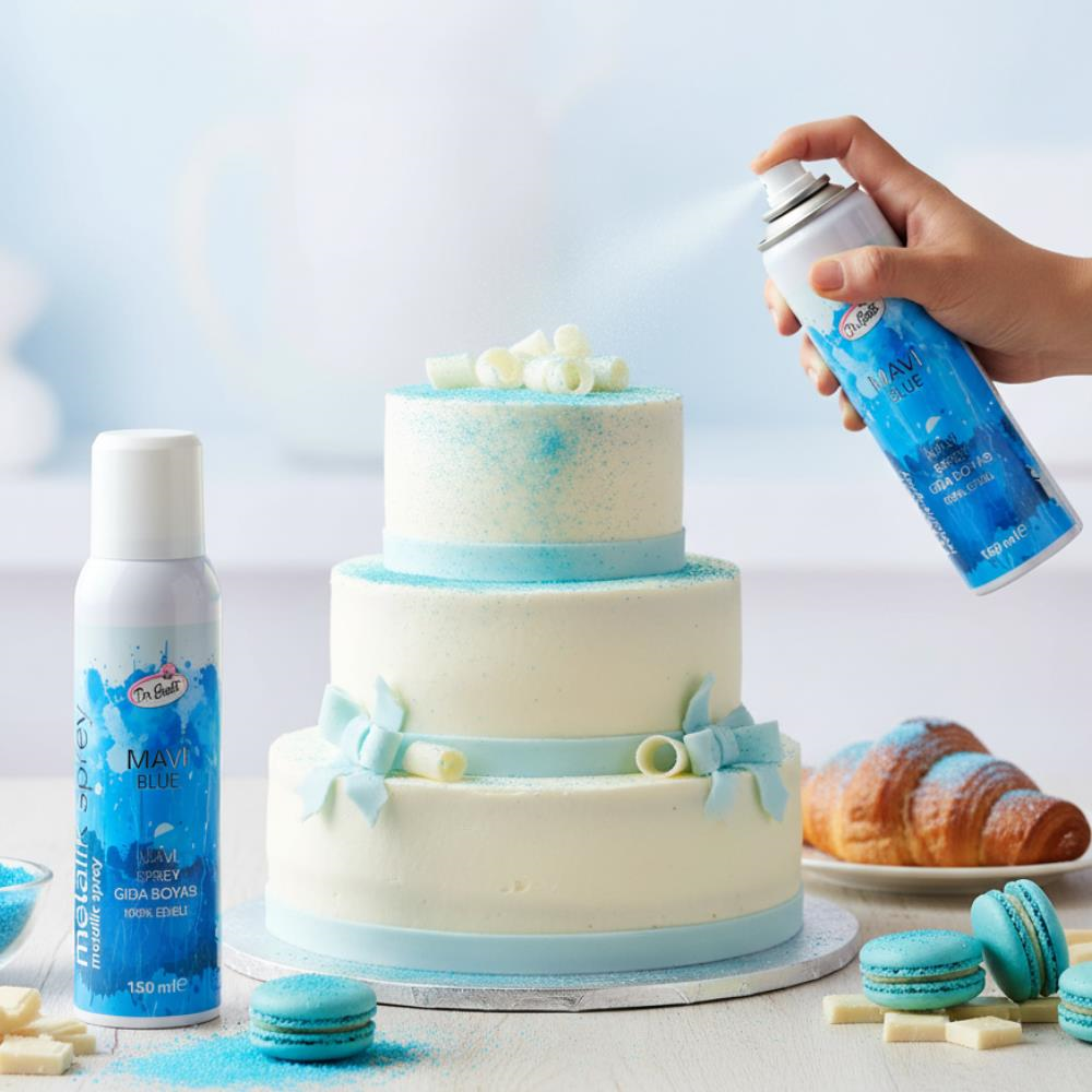 Mavi Metalik Sprey Gıda Boyası 150 ml