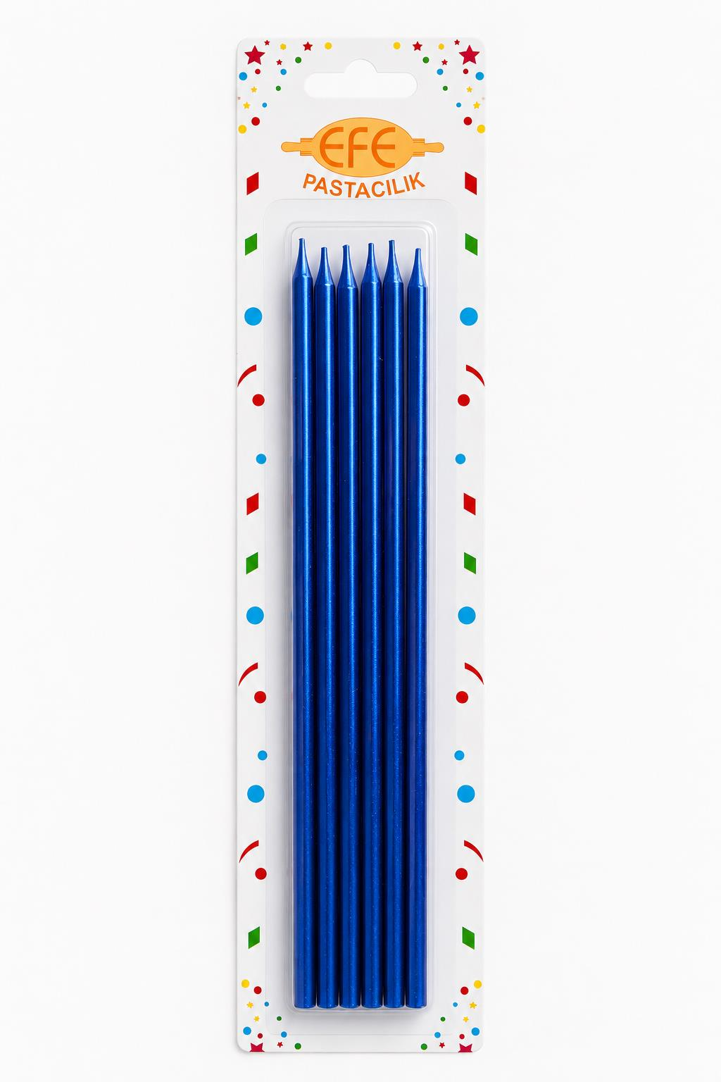 Metalik Lacivert Uzun Pasta Mumu 20 Cm